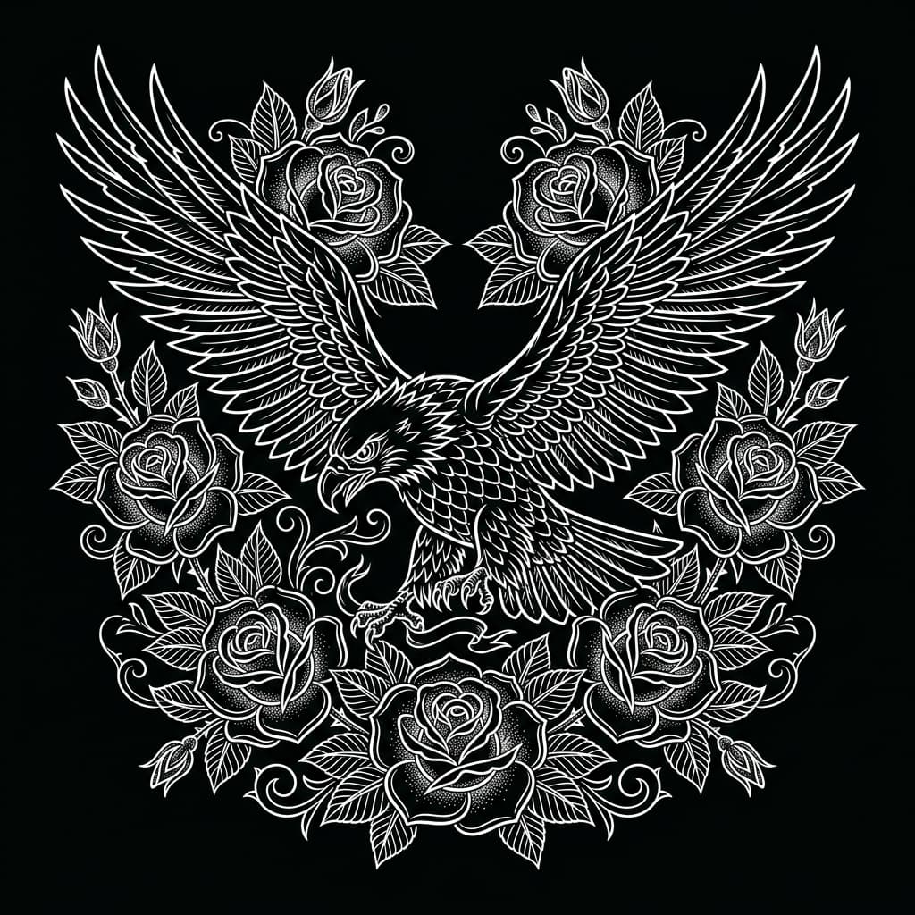 Classic tattoo line art background