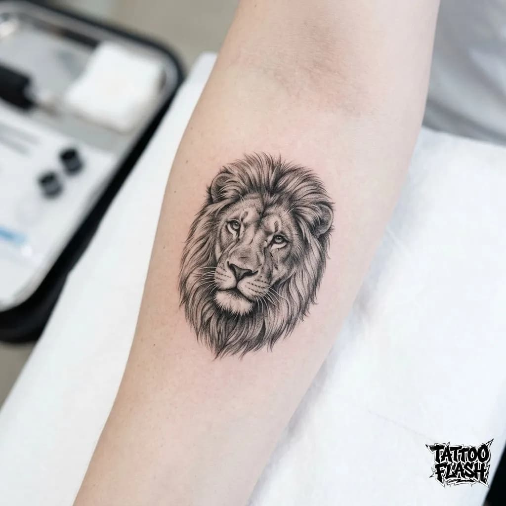 Micro Realism Lion Forearm Tattoo
