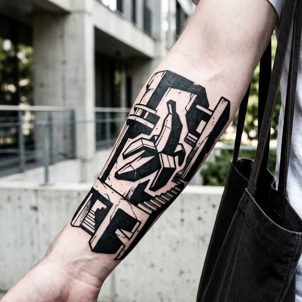 Blackwork Outer Forearm Tattoo Idea