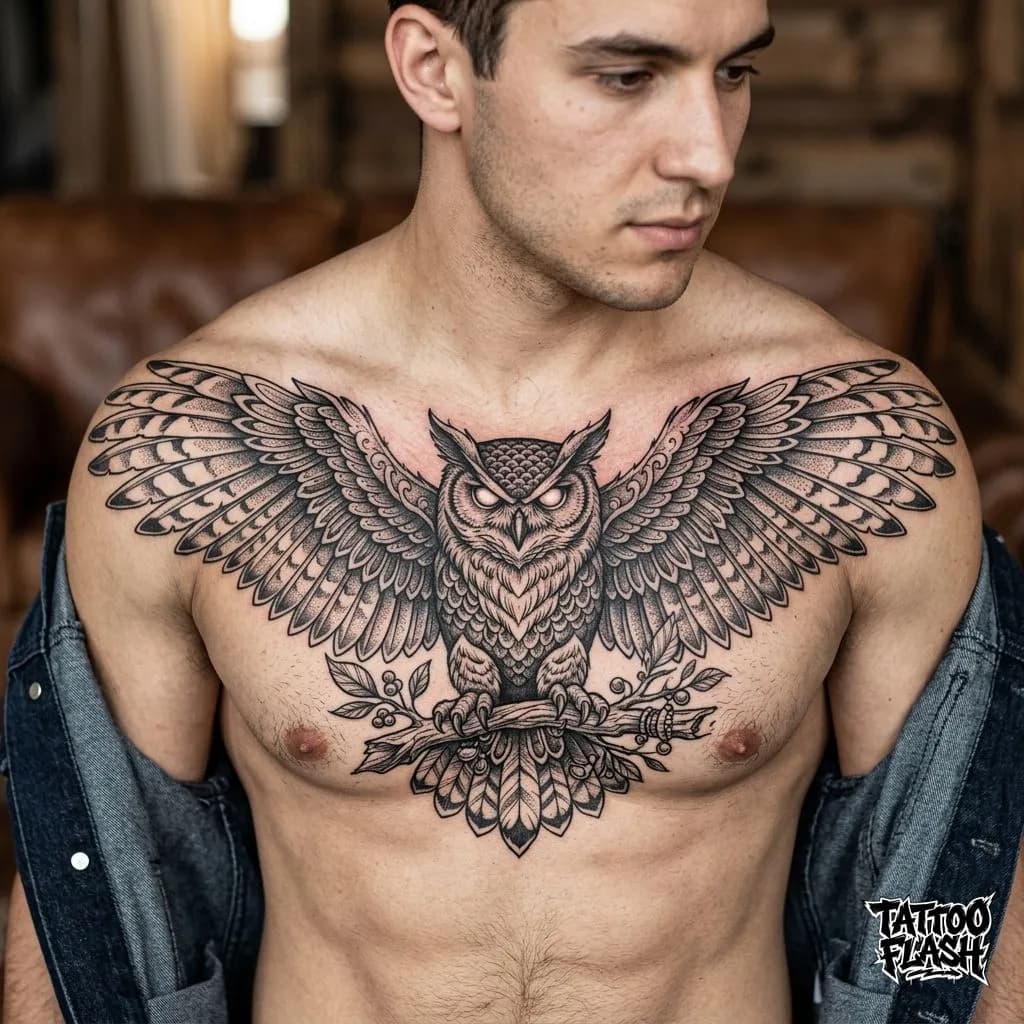 Illustrative Tattoo on Chest