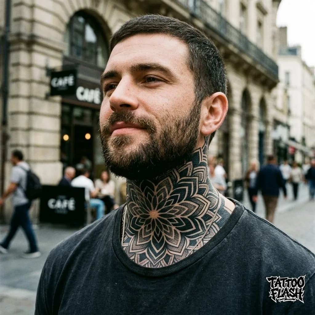 Geometric Tattoo on Neck