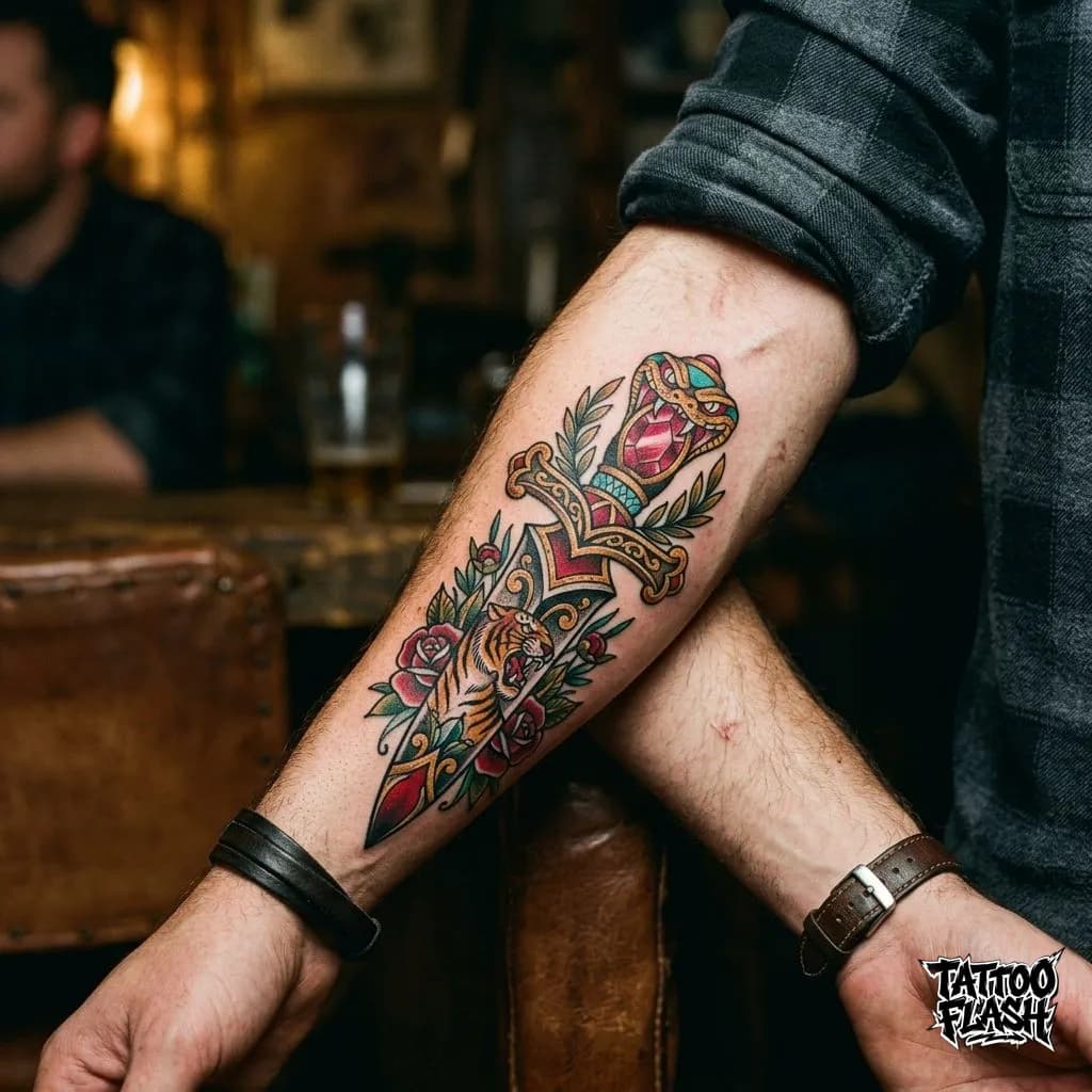 Neo-Traditional Tattoo on Forearm