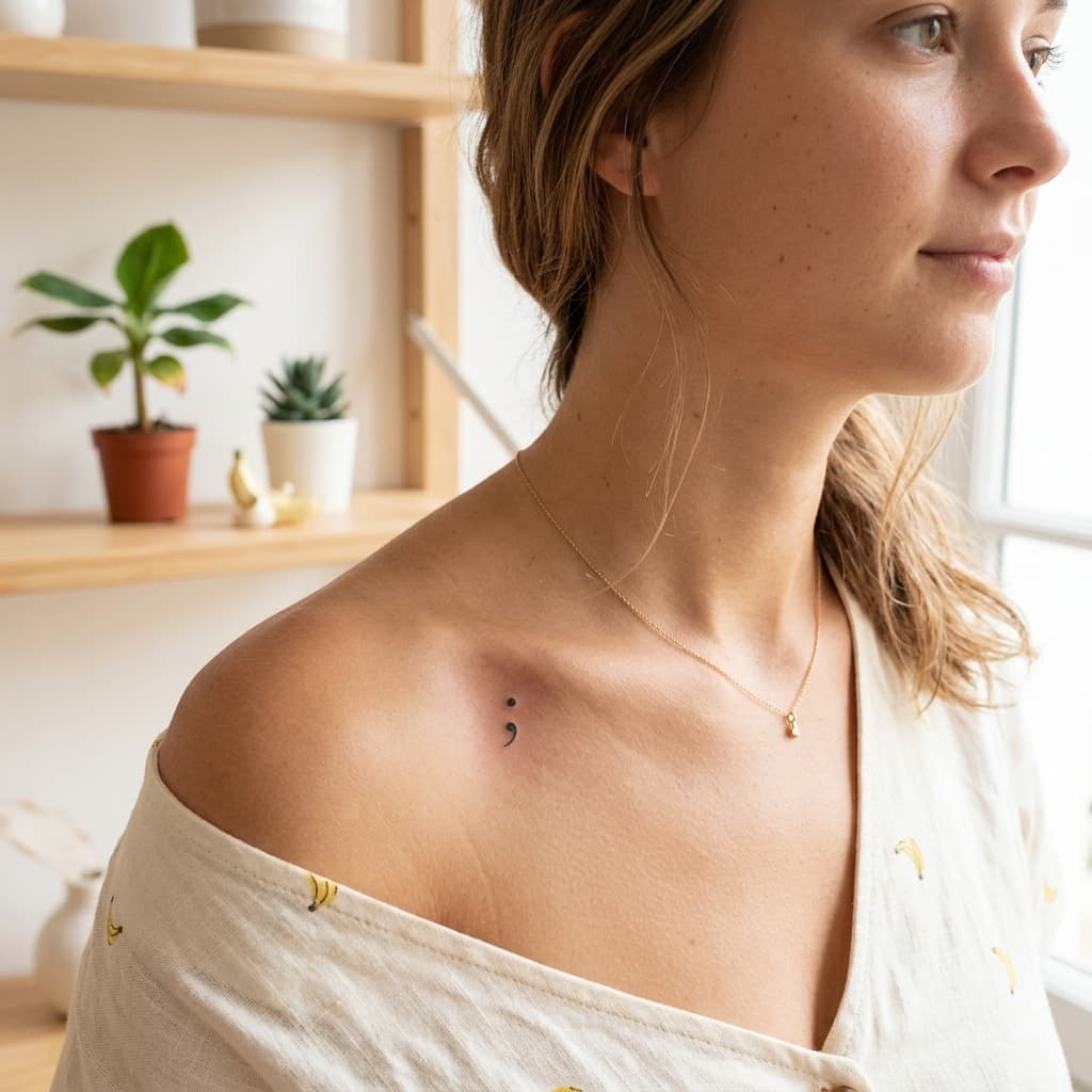 Fine-line Collarbone Tattoo Idea