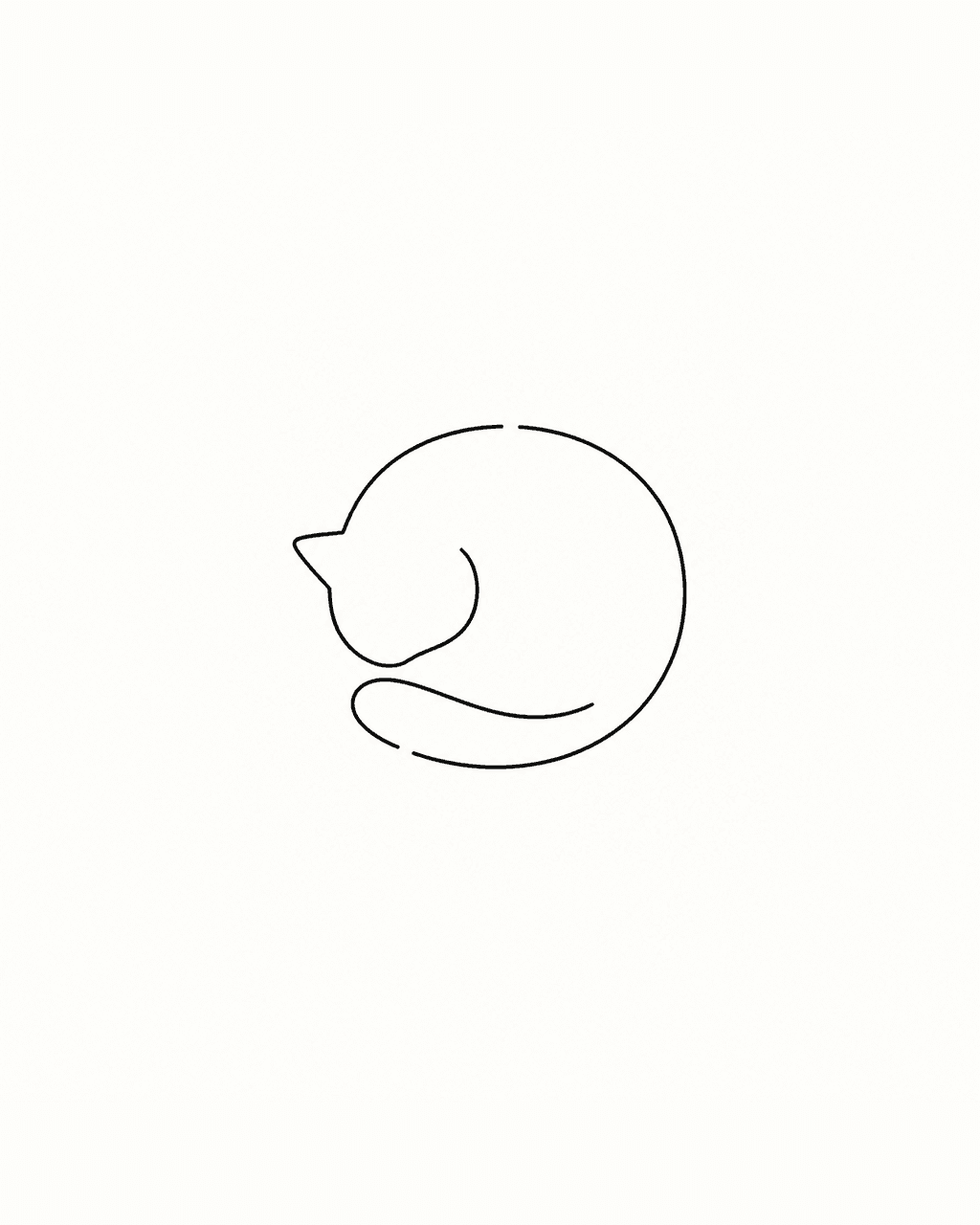 Minimalist sleeping cat crescent wrist tattoo design