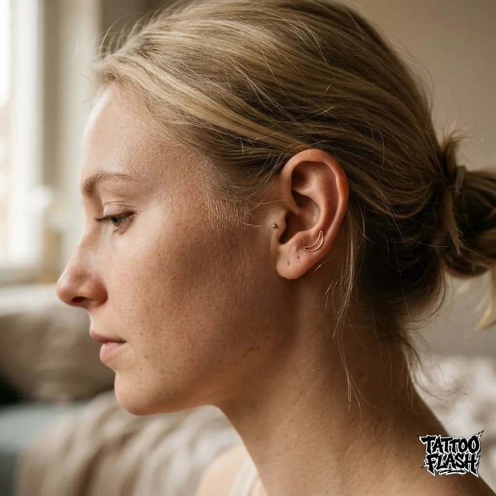 Minimalist Fine-Line Behind Ear Tattoo