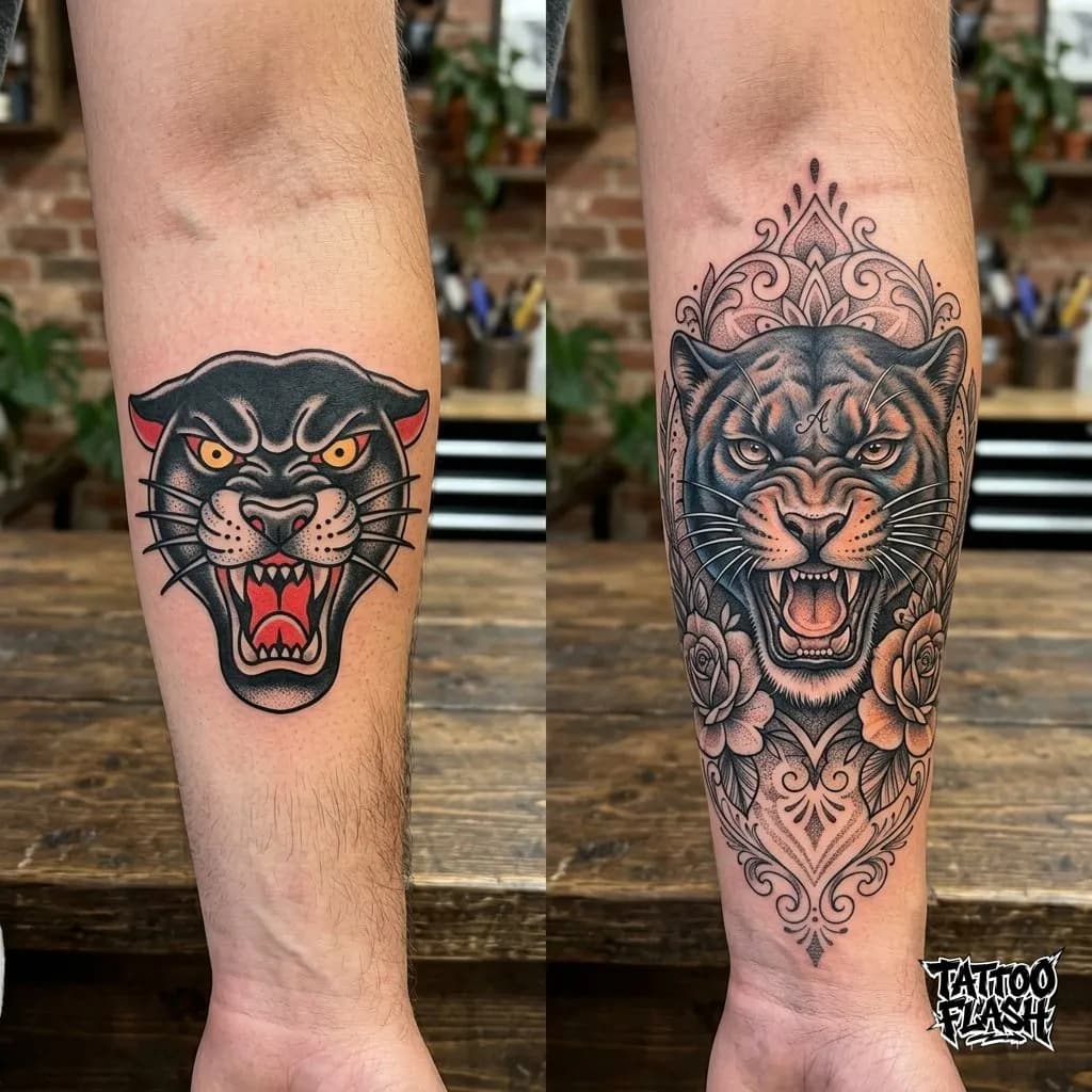 Traditional Flash vs Custom Tattoo Forearms