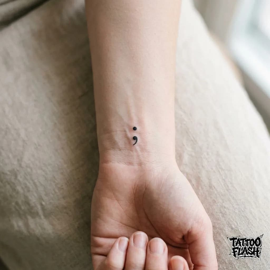 Minimalist Semicolon Wrist Tattoo Meaning