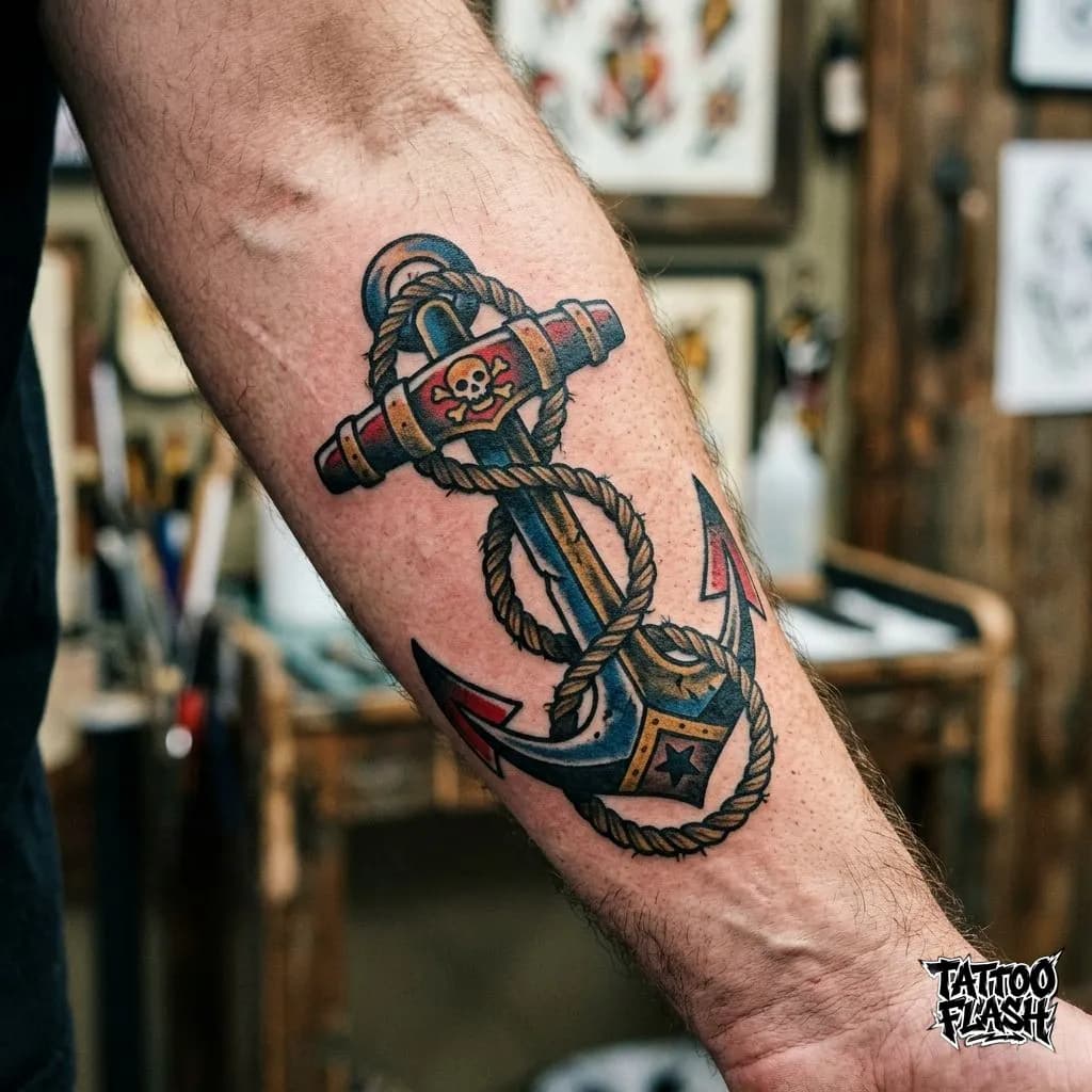 Traditional Anchor Meaning Forearm Tattoo
