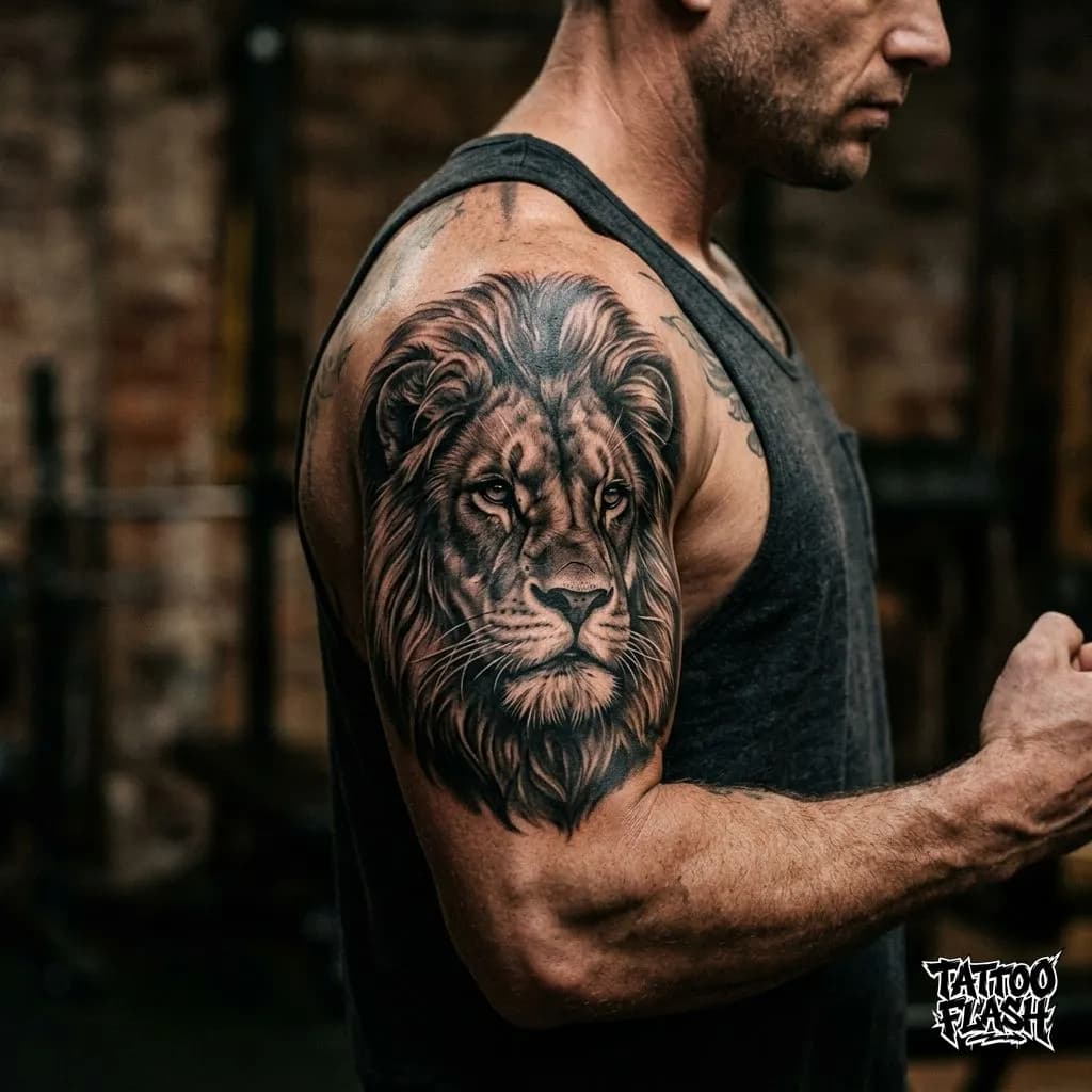 Hyper-Realistic Lion Portrait Tattoo