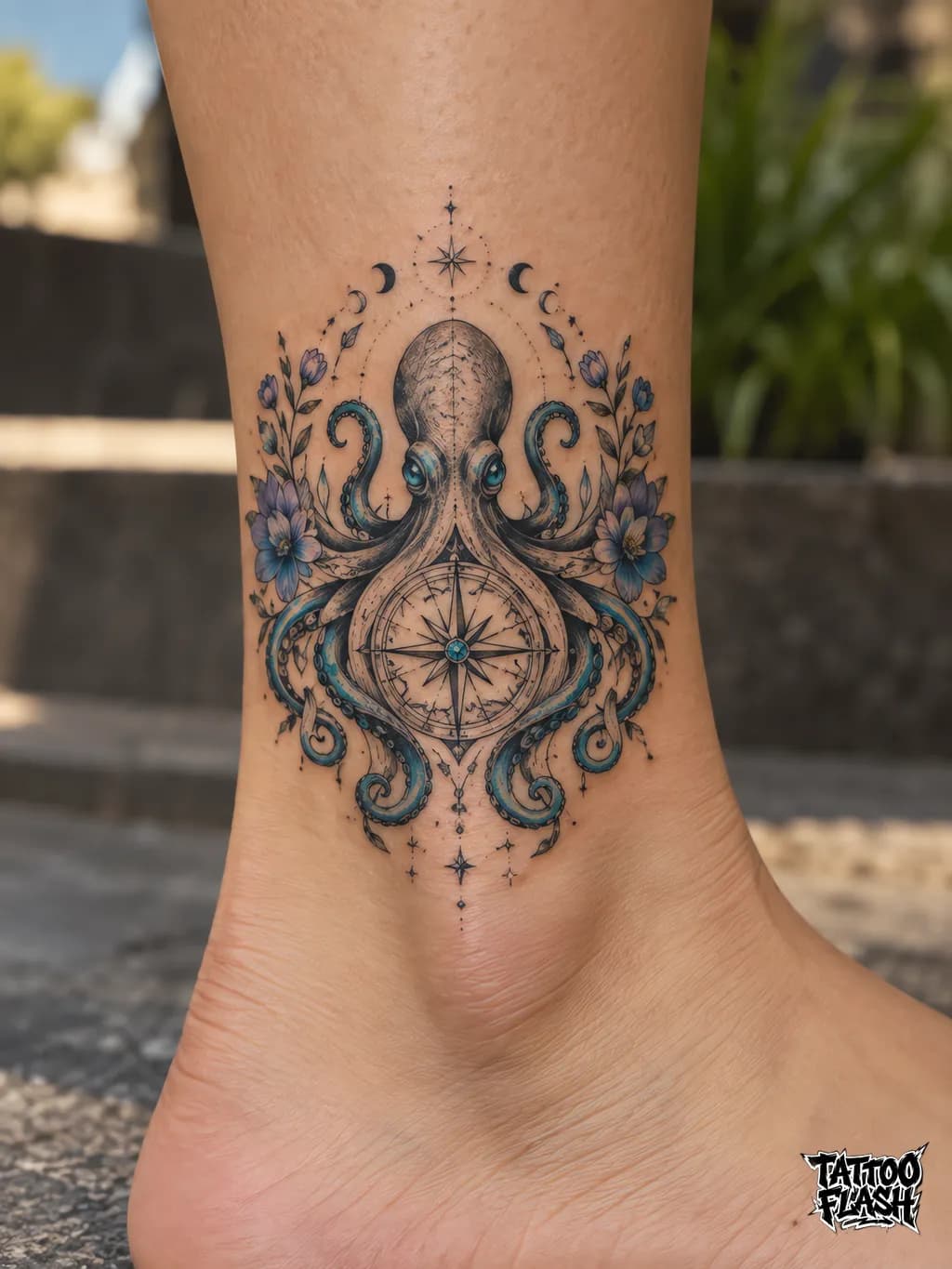 Fine Line tattoo design reference for the ankle