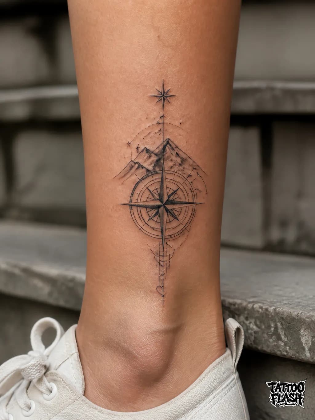 Fine Line tattoo design reference for the ankle
